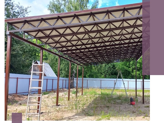 Односкатные навесы под ключ в Элисте — изготовление и монтаж