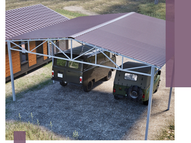 Двускатные навесы под ключ в Элисте — изготовление и монтаж