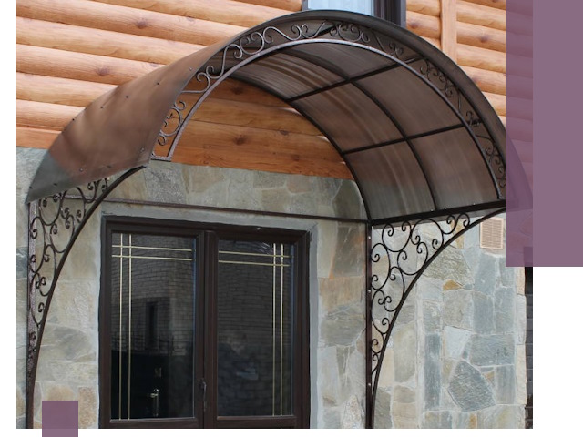 Арочные козырьки под ключ в Элисте: изготовление и монтаж
